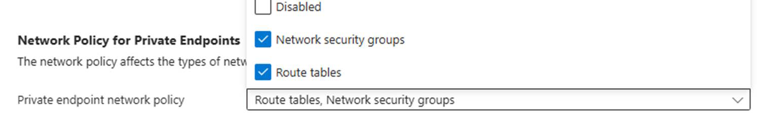 Subnet Network Security Policy for Private Endpoints